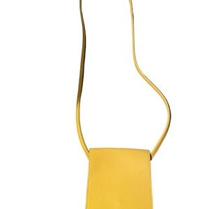 Women's Yellow Small Faux Leather Crossbody Phone Holder Purse